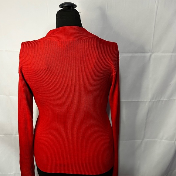 Vtg Y2K Joseph A Qu’est-Ce Que C’est All Silk Red Ribbed Long Sleeve Top Women M - Picture 4 of 7